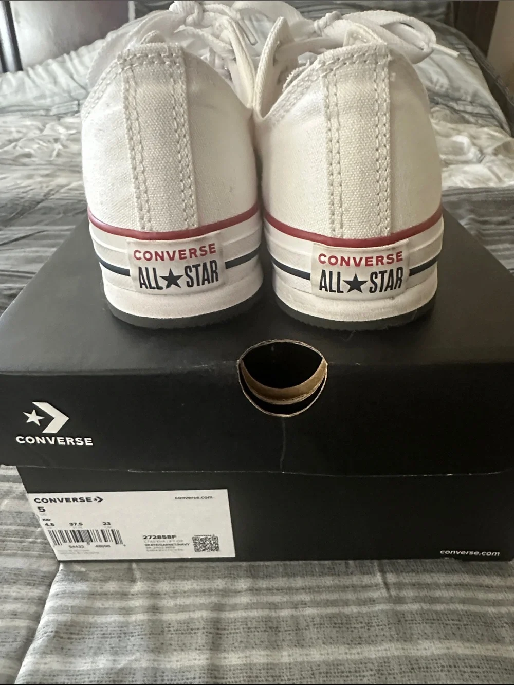 Converse Kids White Canvas Low-Top Sneakers with Red Trim